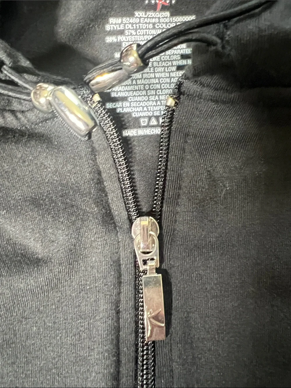 Danskin Now Womens Zippered Black Light Weight Hoodie XXL